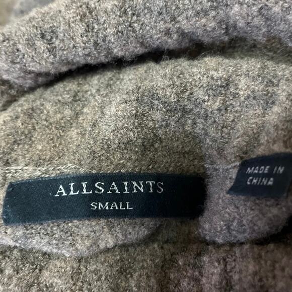 All Saints Alpha Roll Neck Brown Wool Turtleneck Pullover Sweater Top Size S - Picture 4 of 5